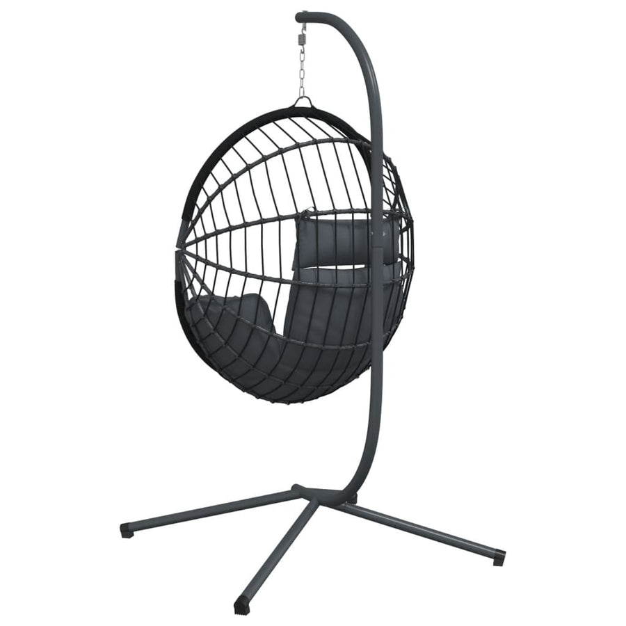 Hangstoel met standaard rattan en staal antracietkleurig
