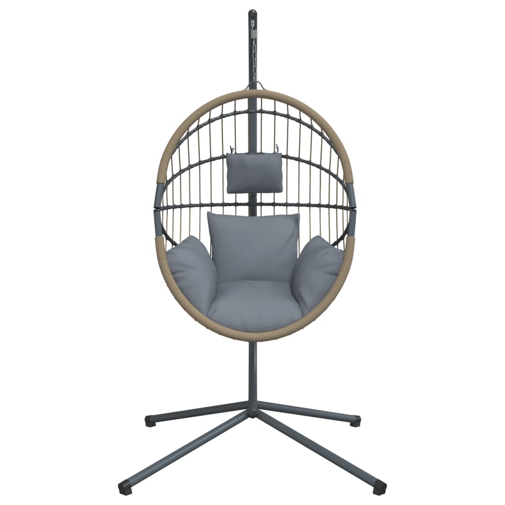 Hangstoel met standaard rattan en staal lichtgrijs