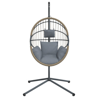 Hangstoel met standaard rattan en staal lichtgrijs