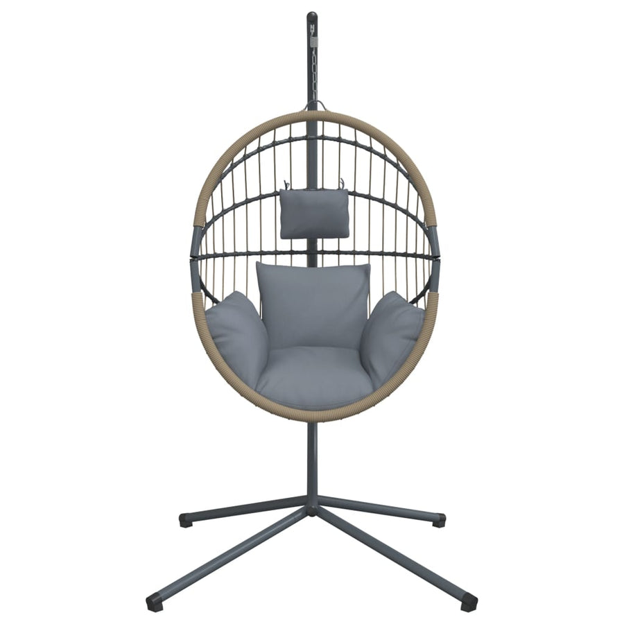 Hangstoel met standaard rattan en staal lichtgrijs