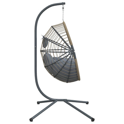 Hangstoel met standaard rattan en staal lichtgrijs