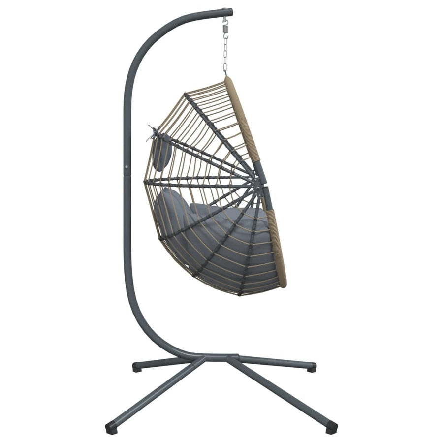 Hangstoel met standaard rattan en staal lichtgrijs