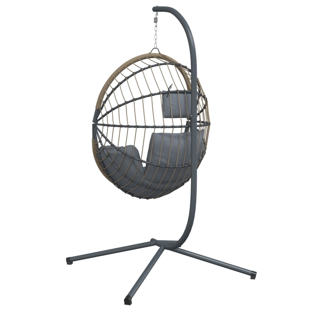 Hangstoel met standaard rattan en staal lichtgrijs
