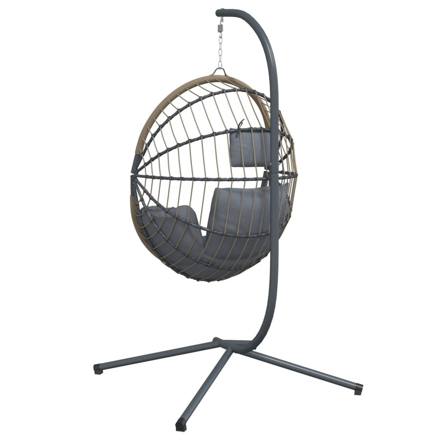 Hangstoel met standaard rattan en staal lichtgrijs
