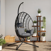 Hangstoel met standaard polyrattan staal antraciet 104x100x197 cm