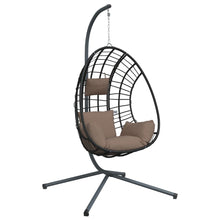 Hangstoel met standaard rattan en staal taupe