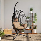 Hangstoel met standaard rattan en staal taupe