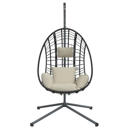 Hangstoel met standaard rattan en staal beige