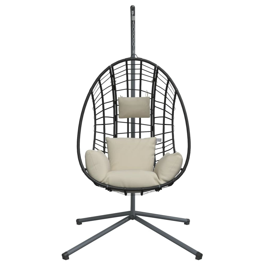 Hangstoel met standaard rattan en staal beige