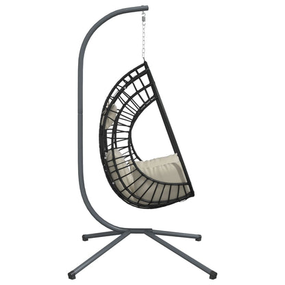 Hangstoel met standaard rattan en staal beige