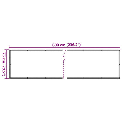Tuinscherm 600x75 cm PVC antracietkleurig