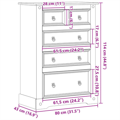 Ladekast Corona 80x43x114 cm massief grenenhout