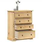 Corona Chest of Drawers 92x48x114 cm Solid Pine Wood