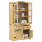 Vitrinekast 100x48,5x179 cm massief grenenhout