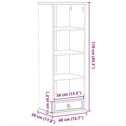 Cd-kast Corona 40x30x110 cm massief grenenhout