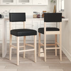 Barkrukken 2 st massief rubberhout kunstleer 75 cm zithoogte