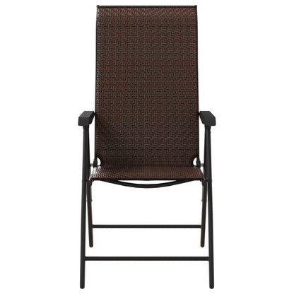 Tuinstoelen 2 st inklapbaar poly rattan bruin