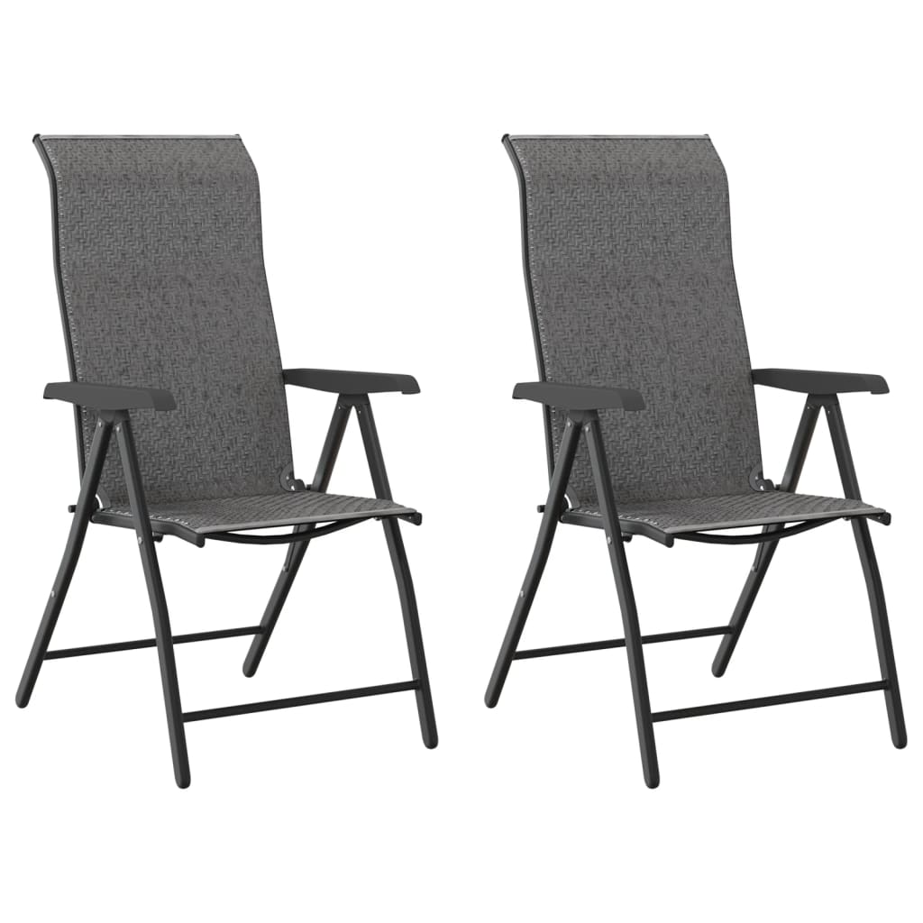 Tuinstoelen 2 st inklapbaar poly rattan grijs