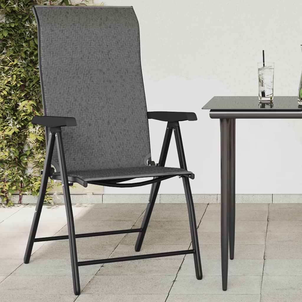 Tuinstoelen 2 st inklapbaar poly rattan grijs