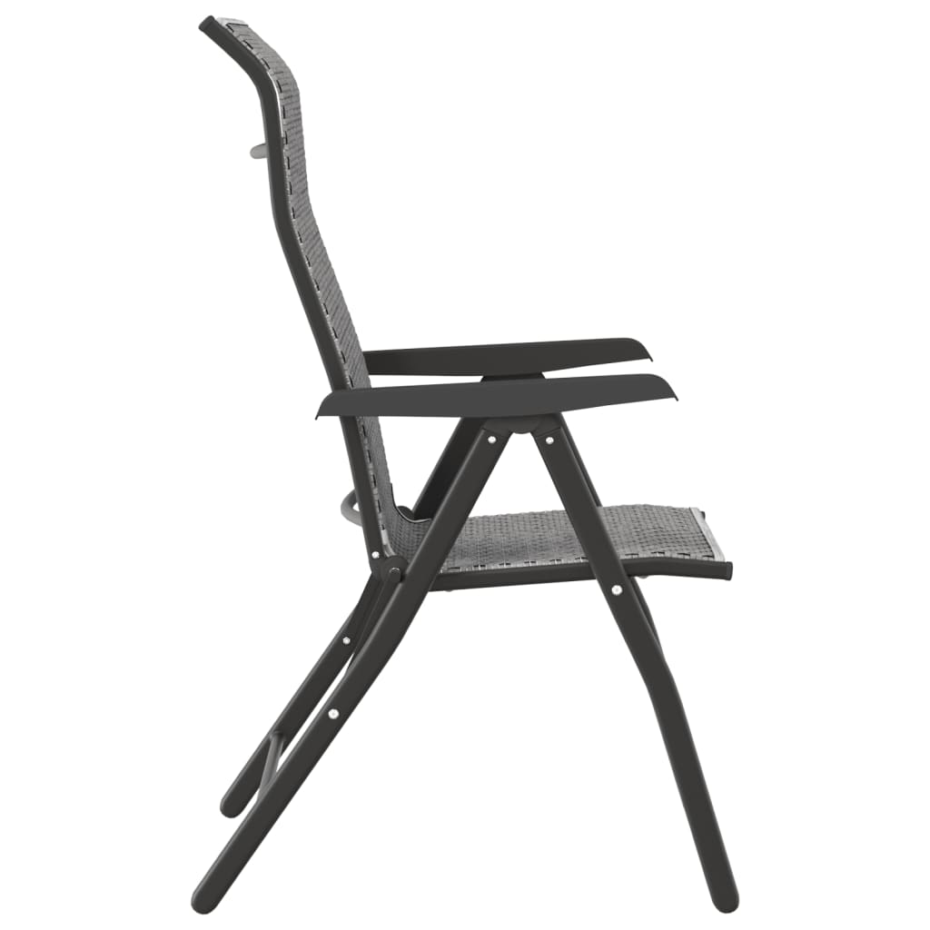 Tuinstoelen 2 st inklapbaar poly rattan grijs