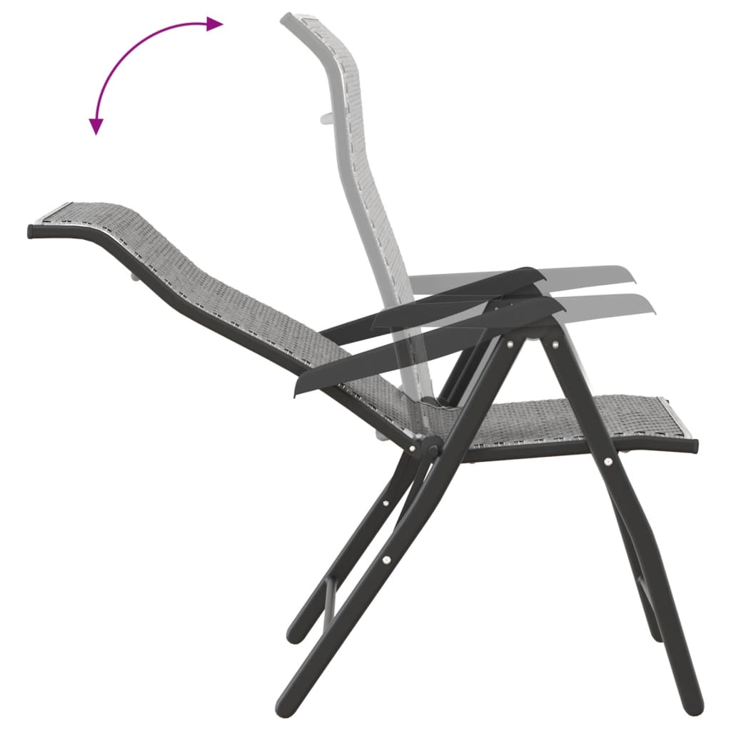 Tuinstoelen 2 st inklapbaar poly rattan grijs