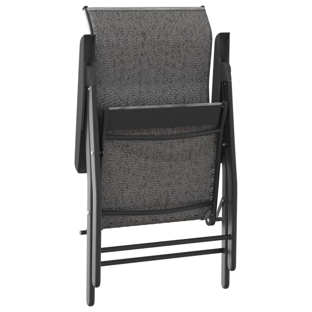 Tuinstoelen 2 st inklapbaar poly rattan grijs