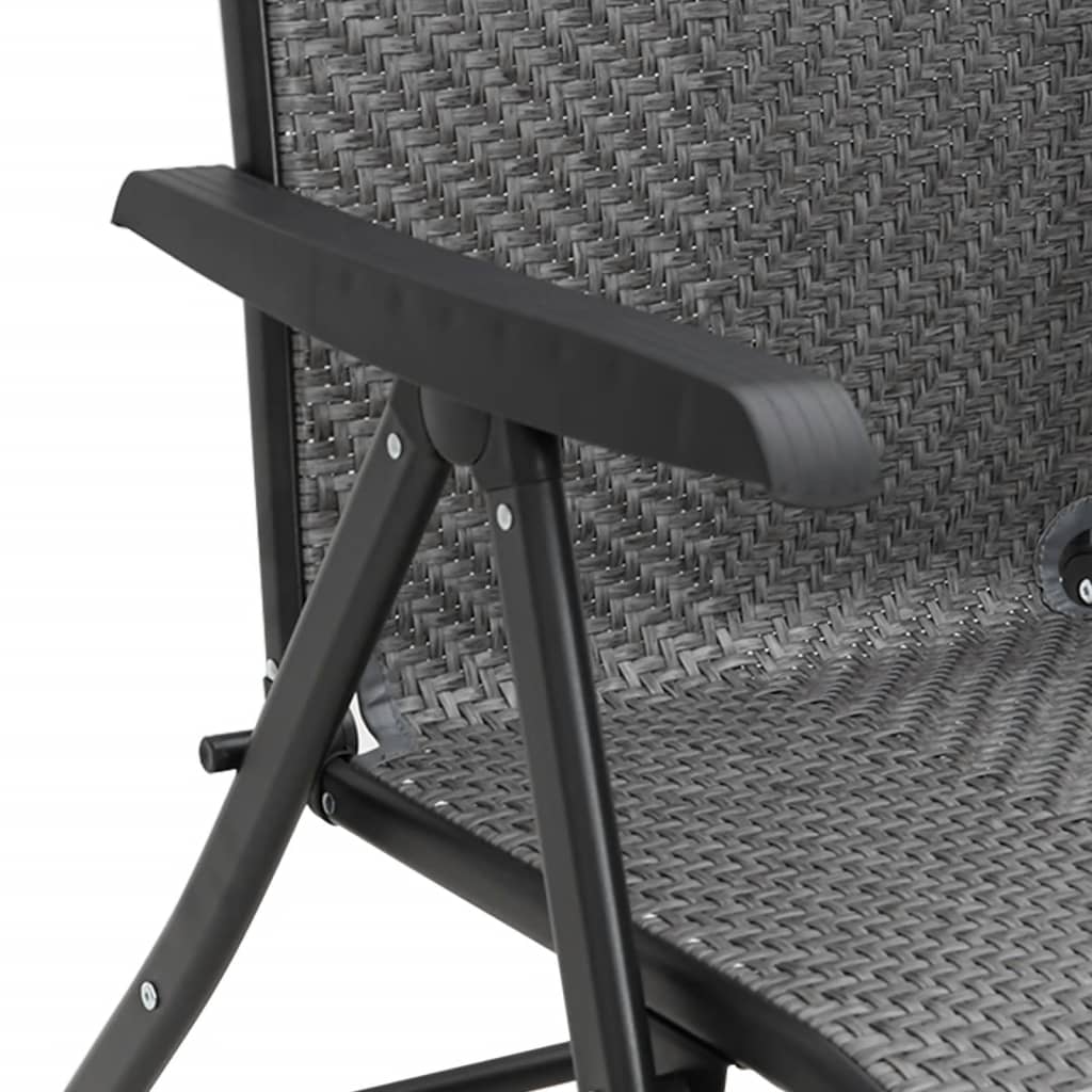 Tuinstoelen 2 st inklapbaar poly rattan grijs