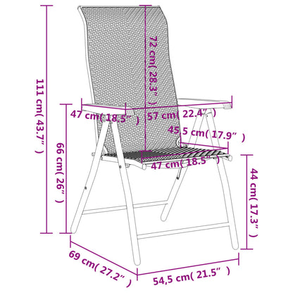 Tuinstoelen 2 st inklapbaar poly rattan grijs