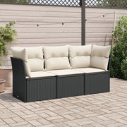 Loungeset 3-delig poly rattan zwart