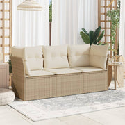 Loungeset poly rattan 3-delig beige