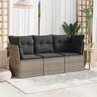 3-delige Loungeset met kussens poly rattan grijs