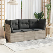 Loungeset 3-delig poly rattan lichtgrijs