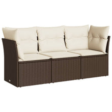 3-delige Loungeset met kussens poly rattan bruin Bruin en crème Zonder tafel