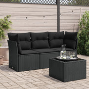 Loungeset 4-delig poly rattan zwart