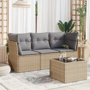 Loungeset 4-delig poly rattan beige