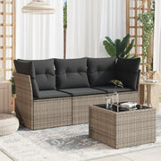 Loungeset 4-delig poly rattan grijs