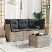 Loungeset poly rattan 4-delig lichtgrijs