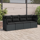 4-Delige Loungeset Met Kussens Poly Rattan Zwart