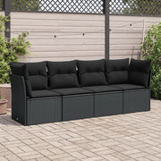 Loungeset 4-delig poly rattan zwart