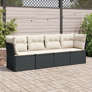 Loungeset 4-delig poly rattan zwart