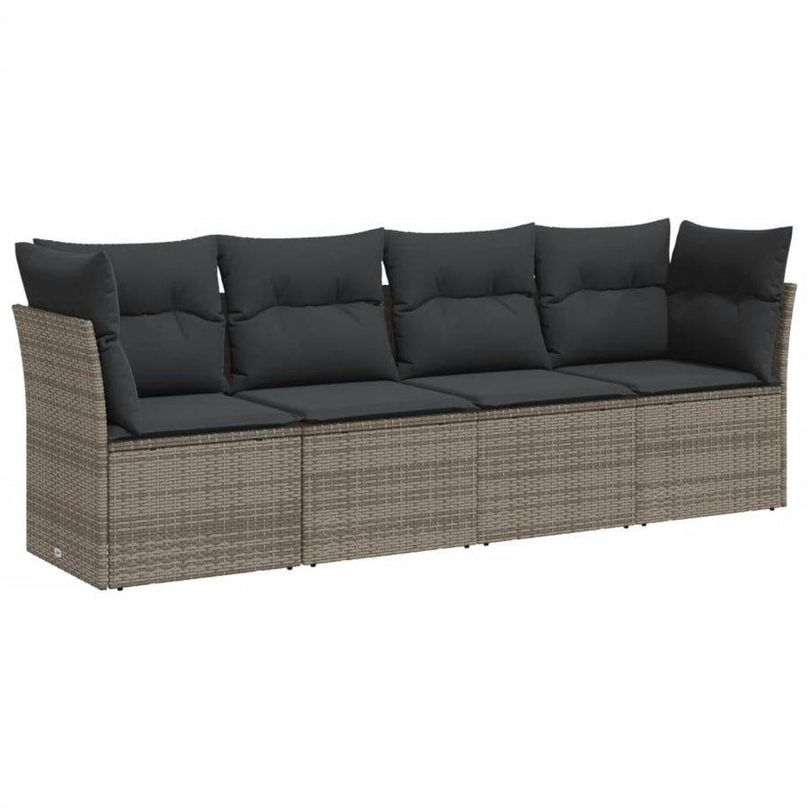 4-Delige Loungeset Met Kussens Poly Rattan Grijs