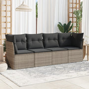 Loungeset 4-delig poly rattan grijs