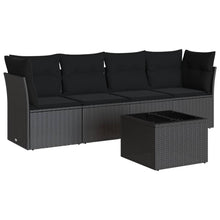 5-Delige Loungeset Met Kussens Poly Rattan Zwart