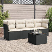 Loungeset 5-delig poly rattan zwart