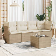 Loungeset 5-delig poly rattan beige