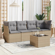 Loungeset 5-delig poly rattan beige
