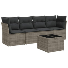 5-Delige Loungeset Met Kussens Poly Rattan Grijs