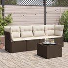 Loungeset poly rattan bruin 5-delig