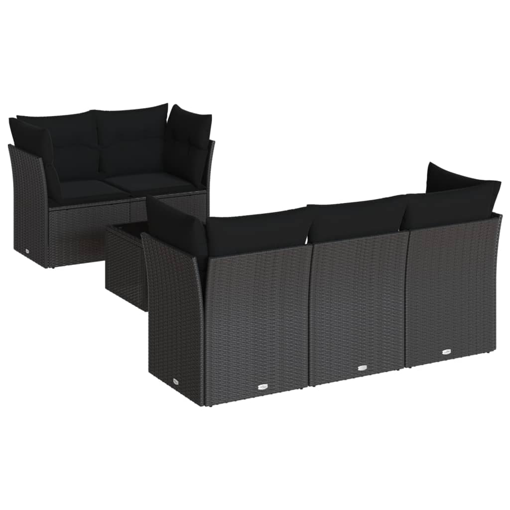 6-Delige Loungeset Met Kussens Poly Rattan Zwart