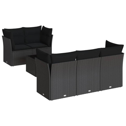 6-Delige Loungeset Met Kussens Poly Rattan Zwart